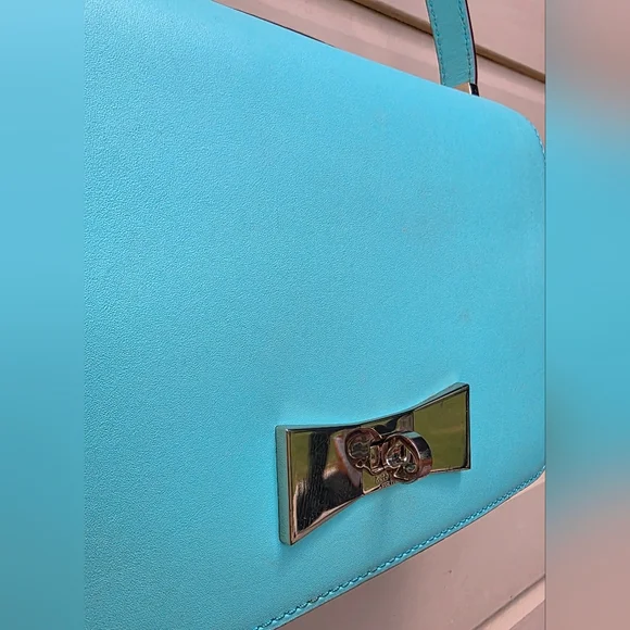 Kate Spade Teal Shoulder Purse Crossbody With Turn Lock Opening - Picture 6 of 9